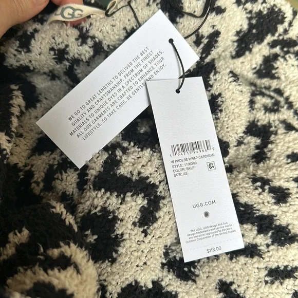 NWT Ugg Phoebe Wrap Cardigan Sweater Cozy Plush Fleece Animal Leopard Cat Soft - Picture 9 of 9